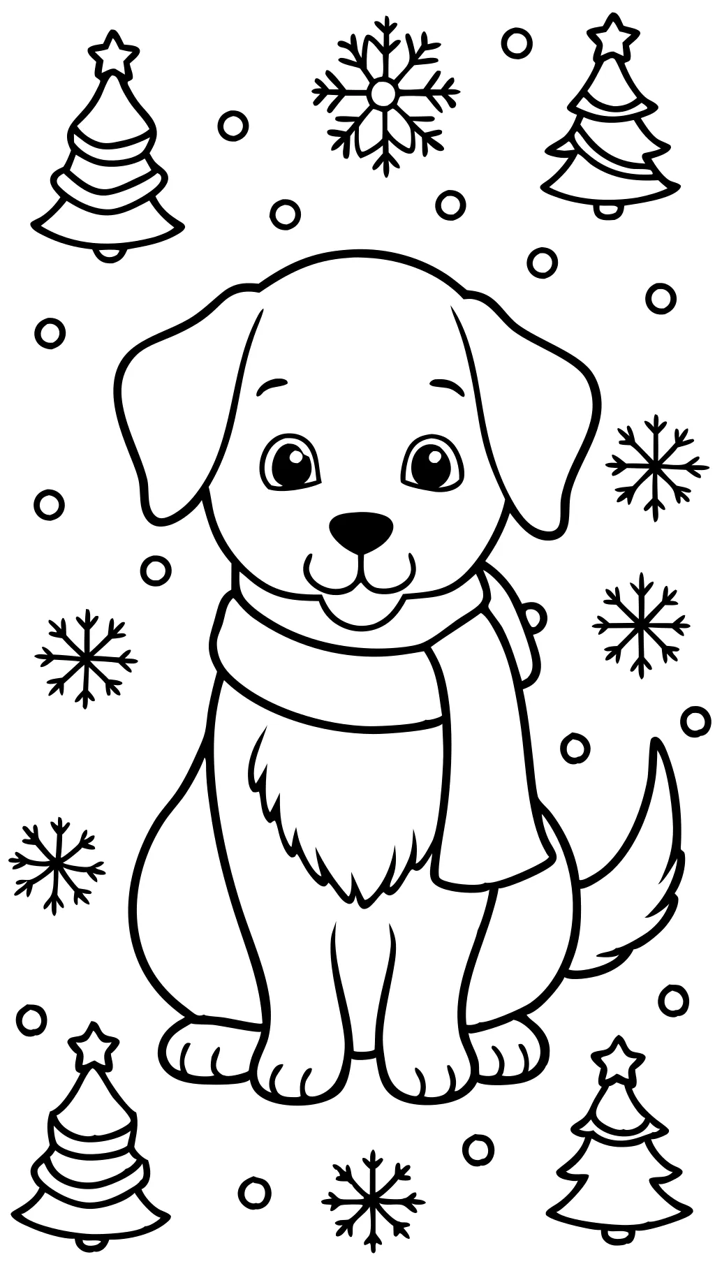 coloriage chiot de Noël